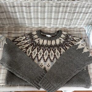 J Jill Gray and Brown Fair Isle Patterned Sweater
